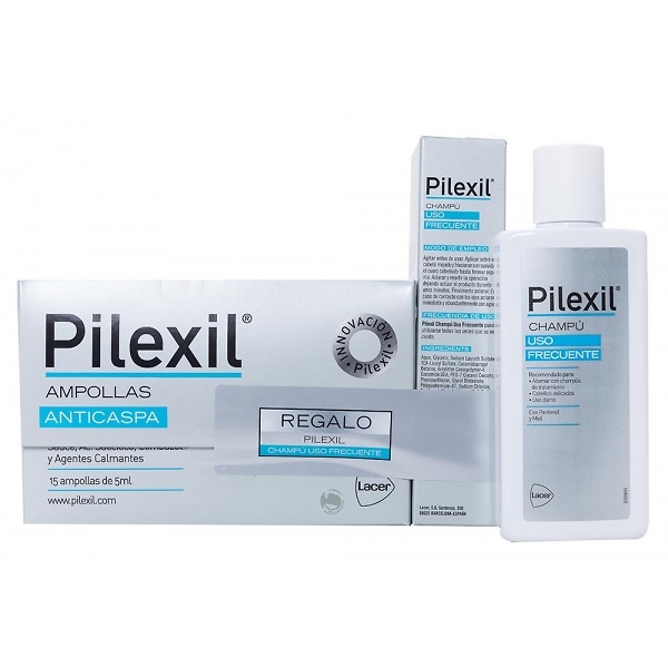 Comprar Pilexil Ampollas ANTICASPA 15 unidades 5 Ml + REGALO Champú uso frecuente marca LACER - Tienda PILEXIL